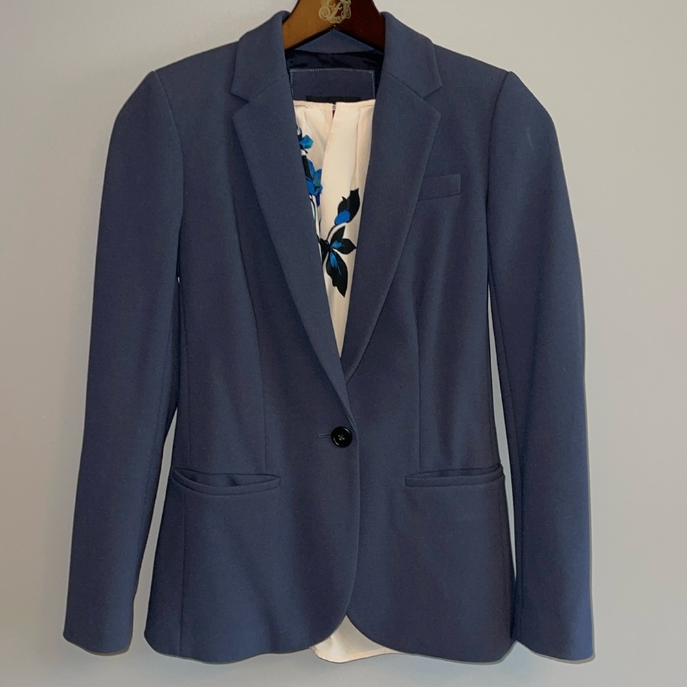 J. CREW | Single Button Bonded Crepe Blazer Jacket Gray Blue - sz 00
